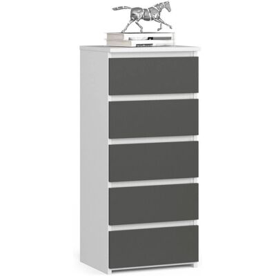 Akord - Commode Blanche 40cm 5 tiroirs - Mobilier - Publicité Akord - Commode Blanche 40cm 5 tiroirs - Mobilier - Publicité