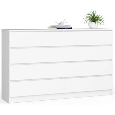 AKORD Weiße 8-Schubladen Kommode - Möbelart AKORD Weiße 8-Schubladen Kommode - Möbelart