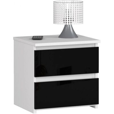 AKORD Bianca Table de Nuit - Moderne Chevet 2 Tiroirs - Publicité AKORD Bianca Table de Nuit - Moderne Chevet 2 Tiroirs - Publicité
