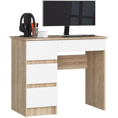 AKORD Escritorio A-7 Roble Blanco - 4 Cajones, 90x50x77cm AKORD Escritorio A-7 Roble Blanco - 4 Cajones, 90x50x77cm