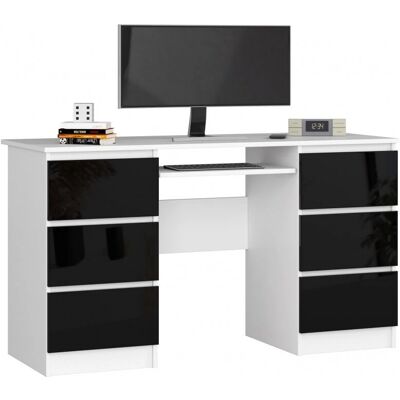 AKORD A11 Bureau Blanc et Noir pour Bureau - 6 Tiroirs - Publicité AKORD A11 Bureau Blanc et Noir pour Bureau - 6 Tiroirs - Publicité