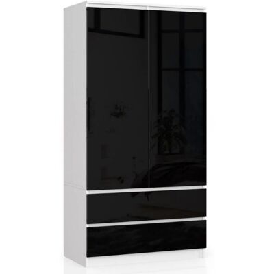 Armoire Chambre Blanche AKORD - 2 Portes, 4 Étagères - Mobilier Moderne - Publicité Armoire Chambre Blanche AKORD - 2 Portes, 4 Étagères - Mobilier Moderne - Publicité