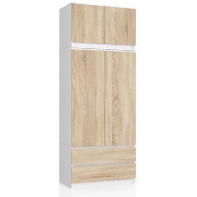 Armario Akord S90 Blanco - 2 Puertas, 6 Estantes, Almacenamiento Moderno Armario Akord S90 Blanco - 2 Puertas, 6 Estantes, Almacenamiento Moderno
