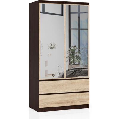 Szafa z lustrem AKORD Wenge - 4 półki, 2 drzwi - Nowoczesny design Szafa z lustrem AKORD Wenge - 4 półki, 2 drzwi - Nowoczesny design