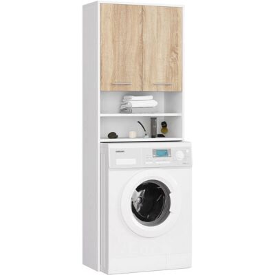AKORD Badezimmer-Speicher-Schrank - Weiß - 64x30x180 cm AKORD Badezimmer-Speicher-Schrank - Weiß - 64x30x180 cm