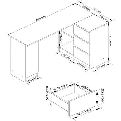 AKORD Tammi tietokonepöytä - Ergonominen L-mallinen työtila AKORD Tammi tietokonepöytä - Ergonominen L-mallinen työtila