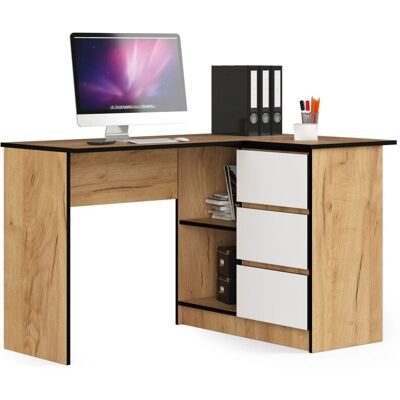 Bureau d'angle AKORD Blanc - 3 tiroirs, 2 étagères - Mobilier de bureau - Publicité Bureau d'angle AKORD Blanc - 3 tiroirs, 2 étagères - Mobilier de bureau - Publicité