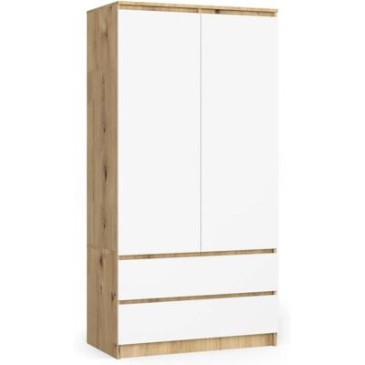 Armadio AKORD S90 Bianco - 4 mensole, 2 ante - Spazio armadio camera Armadio AKORD S90 Bianco - 4 mensole, 2 ante - Spazio armadio camera
