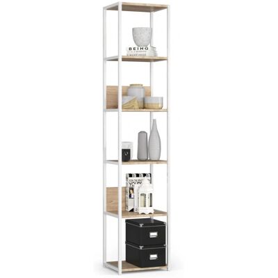 Akord Weiß und Sonoma Eiche Metallregal - 40cm Modernes Loft-Design Akord Weiß und Sonoma Eiche Metallregal - 40cm Modernes Loft-Design
