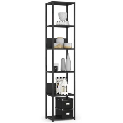 Estantería Loft Metálica Negra AKORD - 6 Estantes, 40cm de Ancho - Almacenamiento y Decoración Estantería Loft Metálica Negra AKORD - 6 Estantes, 40cm de Ancho - Almacenamiento y Decoración