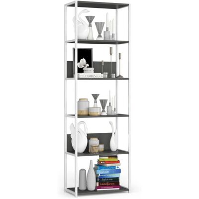 AKORD FÁBRICA DE MUEBLES REGMETBIASZACL600 Estantería - Moderna estantería de metal de 6 niveles para loft AKORD FÁBRICA DE MUEBLES REGMETBIASZACL600 Estantería - Moderna estantería de metal de 6 niveles para loft