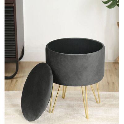 Pouf en Velours AKORD LILI avec Rangement - Pouf - Publicité Pouf en Velours AKORD LILI avec Rangement - Pouf - Publicité