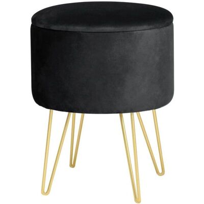 AKORD FURNITURE SCHWARZ Samt- Stauraum Pouf - Modern Runddesign AKORD FURNITURE SCHWARZ Samt- Stauraum Pouf - Modern Runddesign