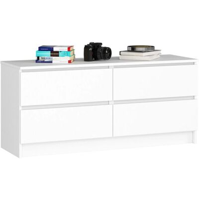 Akord - Cómoda K120 Blanca 120 cm 4 Cajones - Mueble Akord - Cómoda K120 Blanca 120 cm 4 Cajones - Mueble