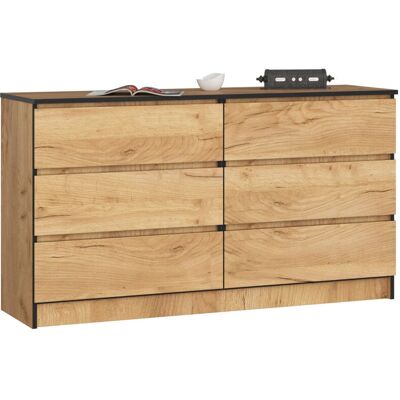 Akord Roble Craft 138cm 6-laatikko lipasto - Huonekalu Akord Roble Craft 138cm 6-laatikko lipasto - Huonekalu