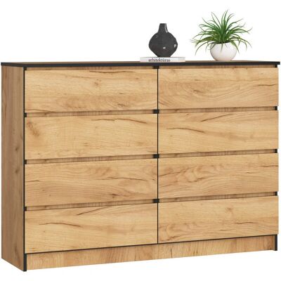 Akord K140 Roble Craft 8-Schubladen-Kommode - Kommoden Akord K140 Roble Craft 8-Schubladen-Kommode - Kommoden