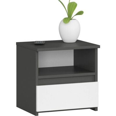 AKORD Mesita de noche - Compacta mesa de noche moderna con cajón AKORD Mesita de noche - Compacta mesa de noche moderna con cajón