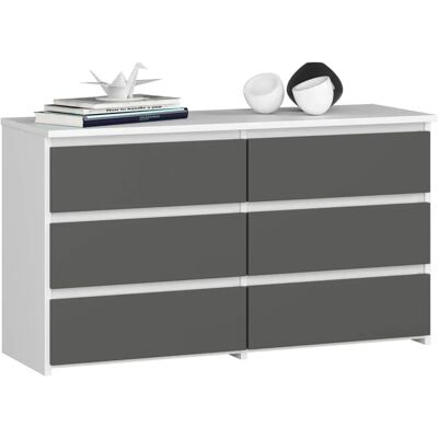 Akord Modell CL100 Weiße Grau Front 6-Schubladen Kommode - Möbel Akord Modell CL100 Weiße Grau Front 6-Schubladen Kommode - Möbel