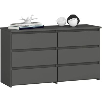 Cómoda Akord CL100 Gris, 6 cajones, 100x35x57 cm - Mueble Cómoda Akord CL100 Gris, 6 cajones, 100x35x57 cm - Mueble