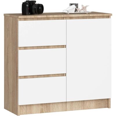 Cómoda Akord JERRY Blanco Mate 80cm - Mueble de Almacenamiento Cómoda Akord JERRY Blanco Mate 80cm - Mueble de Almacenamiento