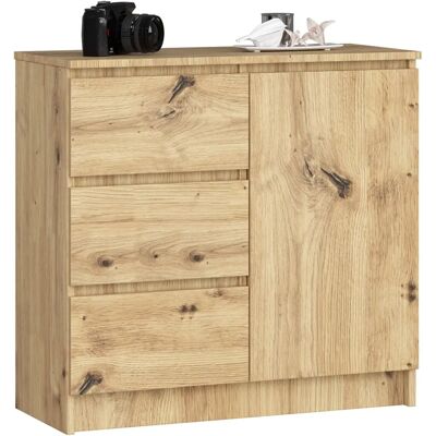 Cajonera Grey Jerry Akord - 80cm, 3 cajones, 2 estantes, Moderna Cajonera Grey Jerry Akord - 80cm, 3 cajones, 2 estantes, Moderna