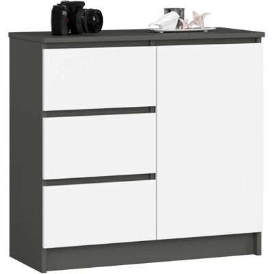 Cómoda Akord Jerry Gris 80cm - Mueble de almacenamiento Cómoda Akord Jerry Gris 80cm - Mueble de almacenamiento