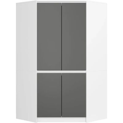 Armoire d'angle Akord S100 - 4 Portes, 6 Étagères - Blanc/Graphite - Publicité Armoire d'angle Akord S100 - 4 Portes, 6 Étagères - Blanc/Graphite - Publicité