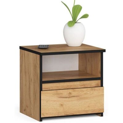 Mesita de noche AKORD CL1 - Roble Craft, 40cm, 1 cajón, 1 estante - Mesita de noche Mesita de noche AKORD CL1 - Roble Craft, 40cm, 1 cajón, 1 estante - Mesita de noche