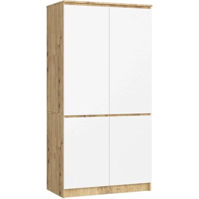 Armoire Akord S90 Roble Artisan 90 cm Blanc - Garde-robe - Publicité Armoire Akord S90 Roble Artisan 90 cm Blanc - Garde-robe - Publicité