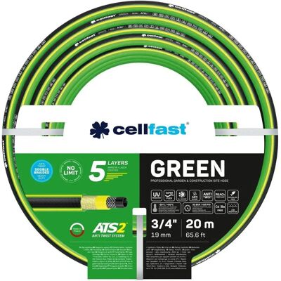 Manguera de Jardín Cellfast ATS2 - 20m, 5 Capas, Resistente UV y Algas Manguera de Jardín Cellfast ATS2 - 20m, 5 Capas, Resistente UV y Algas