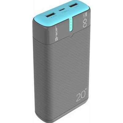 Powerbank Tracer 47517 - 20000mAh, Grijs/Blauw, Snelladen Powerbank Tracer 47517 - 20000mAh, Grijs/Blauw, Snelladen
