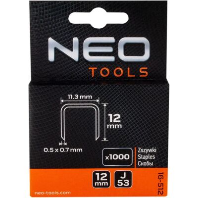 Neo 16-512 - Agrafes - 12mm - 1000 pcs Neo 16-512 - Agrafes - 12mm - 1000 pcs