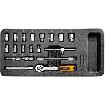 Zestaw 19 kluczy nasadowych NEO Tools 84-237 w chromowo-wanadowej stali - Profesjonalna jakość Zestaw 19 kluczy nasadowych NEO Tools 84-237 w chromowo-wanadowej stali - Profesjonalna jakość