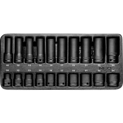 NEO Impact socket set - 20 delar, 10-24mm, 38/78mm - Impact Socket Set NEO Impact socket set - 20 delar, 10-24mm, 38/78mm - Impact Socket Set