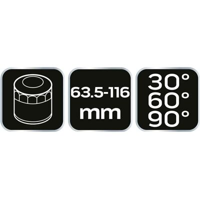 NEO TOOLS Ölfilterzange - Verstellbar 30°/60°/90° - Stahl, Ergonomisch NEO TOOLS Ölfilterzange - Verstellbar 30°/60°/90° - Stahl, Ergonomisch