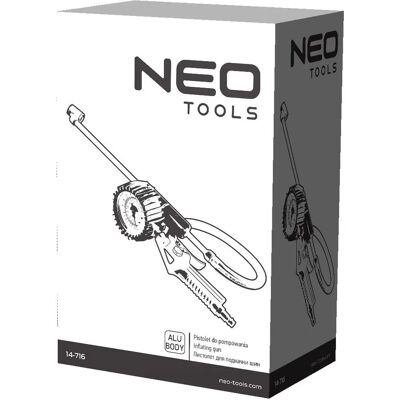 Accesorio de compresor de aire NEO Tools de aluminio - 12 bar - Manguera 300mm - Extensor y clip Accesorio de compresor de aire NEO Tools de aluminio - 12 bar - Manguera 300mm - Extensor y clip