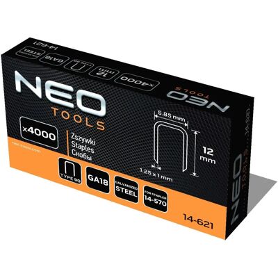 Neo 14-621 Agrafes Zinguées - Pour Agrafeuse Pneumatique - Publicité Neo 14-621 Agrafes Zinguées - Pour Agrafeuse Pneumatique - Publicité