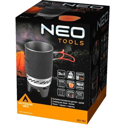 Fogão de campismo Neo Tools - Olla, Quemador, Plato Fogão de campismo Neo Tools - Olla, Quemador, Plato