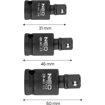 Ensemble de douilles d'impact Neo Tools 1/4-3/8-1/2" Ensemble de douilles d'impact Neo Tools 1/4-3/8-1/2"