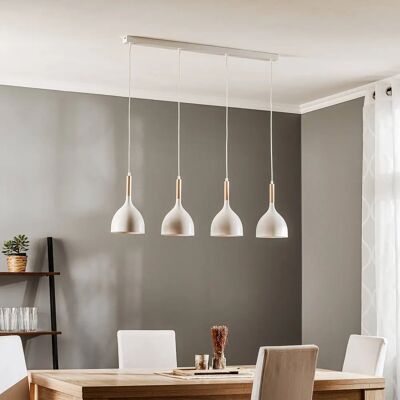 Lampada sospesa Luminex Noak - 4 luci Bianco/Legno naturale Lampada sospesa Luminex Noak - 4 luci Bianco/Legno naturale
