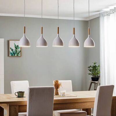 Luminex Noak Lampa Wisząca - 5 Źródeł światła, Biały/Naturalne drewno, 118cm Luminex Noak Lampa Wisząca - 5 Źródeł światła, Biały/Naturalne drewno, 118cm