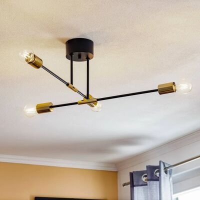 Luminex Flame 3906 Lampa wisząca - Czarna/Złota - Pendant Light Luminex Flame 3906 Lampa wisząca - Czarna/Złota - Pendant Light