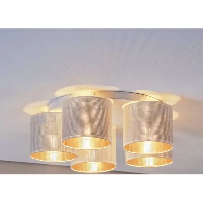 Luminex Loft 5263 Lampada da soffitto - 5x60W E27, Bianco/Oro Luminex Loft 5263 Lampada da soffitto - 5x60W E27, Bianco/Oro