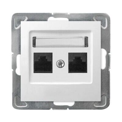 Ospel GPK-2Y/K/m/00 Doppel-RJ45-Steckdose Kategorie 5e - Weiß Ospel GPK-2Y/K/m/00 Doppel-RJ45-Steckdose Kategorie 5e - Weiß