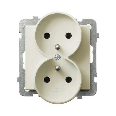 Ospel GP-2RRZ/m/27 - Ecru Doppelsteckdose mit Erdung Ospel GP-2RRZ/m/27 - Ecru Doppelsteckdose mit Erdung