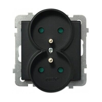 Ospel GP-2RRZP/m/33 Schwarze Steckdose - Socket Outlet Ospel GP-2RRZP/m/33 Schwarze Steckdose - Socket Outlet
