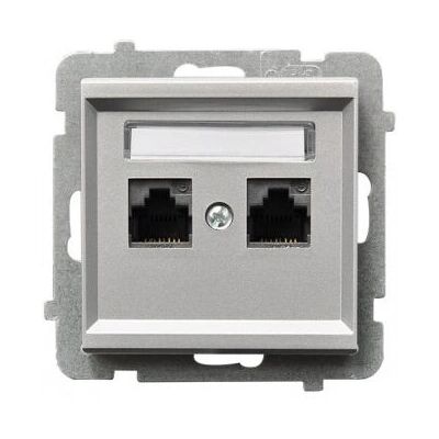 Ospel GPK-2R/K/m/38 Doppelsteckdose RJ45 Kategorie 5e Silber Ospel GPK-2R/K/m/38 Doppelsteckdose RJ45 Kategorie 5e Silber