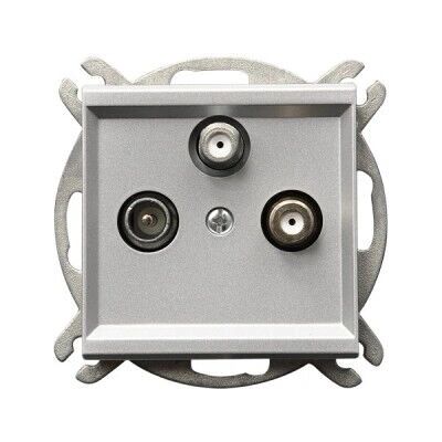Ospel GPA-R2S/m/38 Silber Wandsteckdose TV SAT Doppelausgänge Ospel GPA-R2S/m/38 Silber Wandsteckdose TV SAT Doppelausgänge