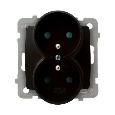 Ospel GP-2SRZP/m/40 Braune Doppelsteckdose mit Erdung - Steckdose Ospel GP-2SRZP/m/40 Braune Doppelsteckdose mit Erdung - Steckdose