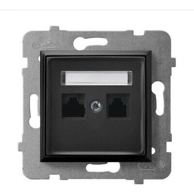 Ospel GPK-2U/K/m/33 Doppel-RJ45-Kategorie-5e Steckdose - Schwarz Ospel GPK-2U/K/m/33 Doppel-RJ45-Kategorie-5e Steckdose - Schwarz